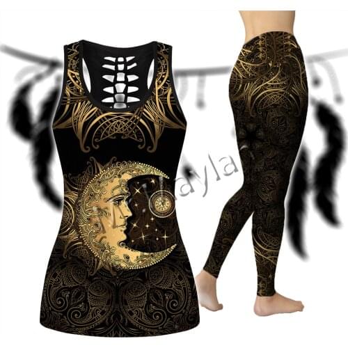 3D Print Vintage Hollow Tank Top For Women Summer Sexy Sleeveles Vest Girl Golden Starying Tank Top Ropa Mujer Oversized EU Size