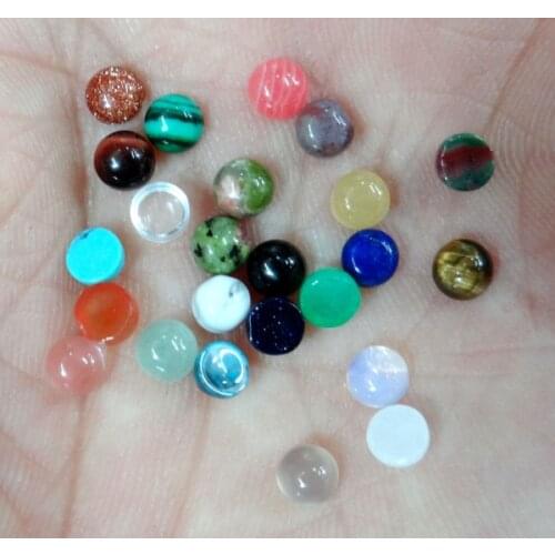 4mm Natural Stone Quartz Crystal Turquoise tiger eye Opal Round Cabochon pendant for diy jewelry making Ring Accessories 100pcs