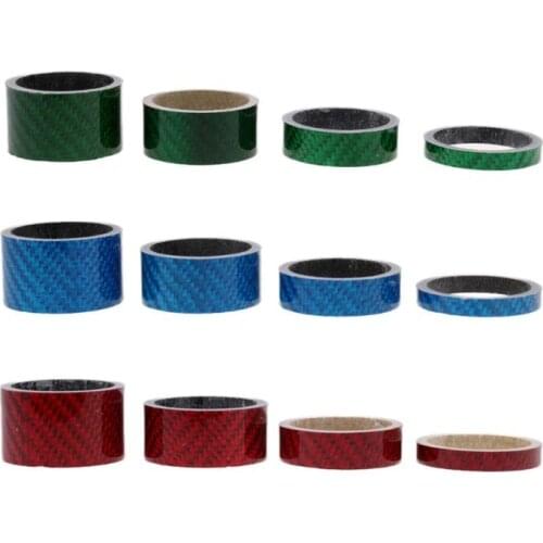 4pcs Colorful Carbon Bicycle Headset Washers MTB Bike Front Fork Stem Spacers X3UA