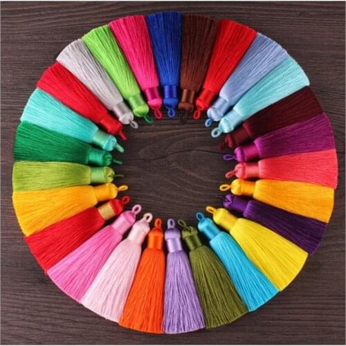 5pcs 80mm Long Rayon Polyester Silk Tassel Earrings Charms Chinese Knot Cotton Tassels with Loops For Diy Jewelry Making Z857