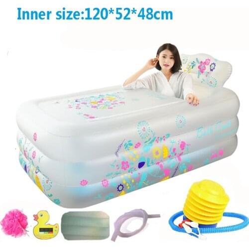 Big Thickened Inflatable Bathtub Home Adult Bath Artifact Folding Bath Barrel Shower Basin Child Insulation Bathtub 120*52*48cm