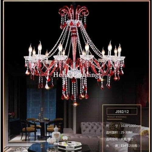 European Clear Red Crystal Chandelier Chandelier lustres de cristal Decoration Modern Clear Crystal AC Chandelier Home Lighting