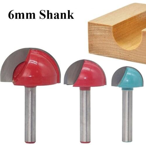 1pc 6mm Shank Wood Cutter Solid Carbide Round Nose Bits Round Nose Cove Core Box Router Bit Woodworking Cutters CNC Tools