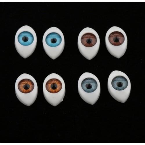 4 Pairs Oval Flat Back Plastic Eyes 5mm/6mm/7mm/8mm/9mm Iris for Porcelain or Reborn Dolls Making DIY Supplies