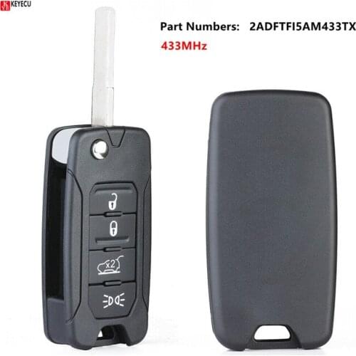 Keyecu New Folding Remote Key for Jeep Renegade 2016 2017 2018 433MHz Megamos AES - P/N: 2ADFTFI5AM433TX