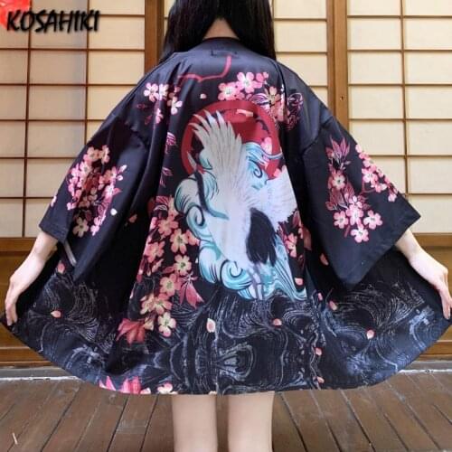 KOSAHIKI Kimono Women Haori Yukata Female Japanese Kimono Cardigan Cosplay Print Shirt Japan Clothes WomenS Kimono Shirt 2021