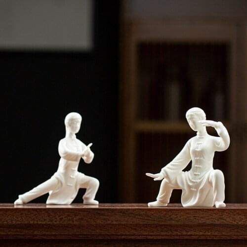 Chinese Zen Dehua Ceramic Whiteware Ornament Creative Home Desktop Personalized Ceramic Decorations Furnishings Mini Tea Set