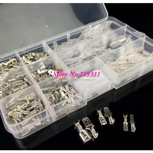 270PCS 6.3 4.8 2.8mm Pressure Line Insert Cold-Pressed Terminal Block Copper Plug Connection