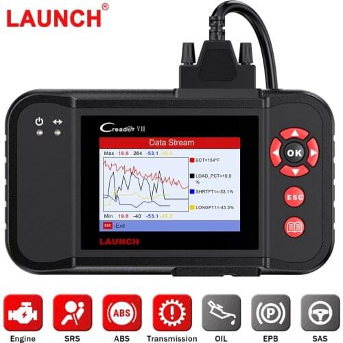 LAUNCH X431 Creader VIII OBD2 Auto Diagnostic Tool Professional Scanner Engine System AT ABS SRS 3 Reset Oil EPB SAS Code Reader