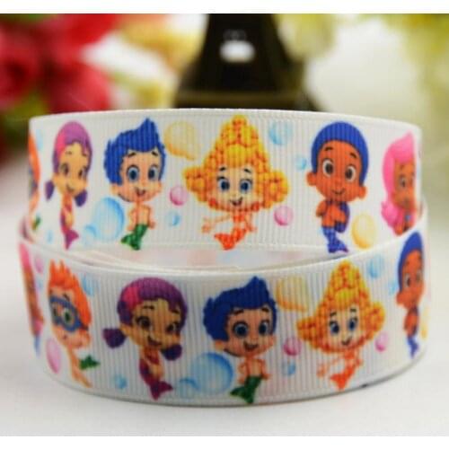22mm 25mm 38mm 75mm Lovely Bubble Guppies fish Cartoon Printed grosgrain ribbon hai rbow sewing supplies 10 Yards X-00365