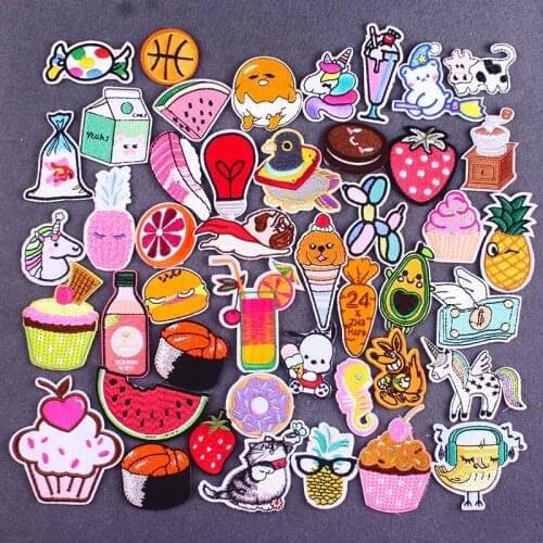 Cartoon Animal Embroidered Patches For Clothes Iron on Kids Clothing Fruit Patches Sewing on Clothes Heat-Adhesive Applique diy