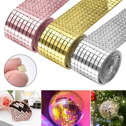 Newest 1 Roll Mirror Glass Mosaic Tiles DIY Self Adhesive Wall Sticker Decal Home Bathroom Decor Supplies Wall Crafts Stickers