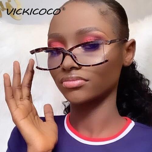 Fashion Leopard Eyeglasses Frames For Women Vintage Square Female Glasses Frame Luxury Harf Frame Transparent Eyewear UV400