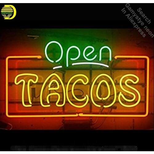 Open Tacos Neon Sign Bear neon bulb Sign neon lights for Beer Pub Real glass Tube Handcrafted Iconic Sign Display light up lamps