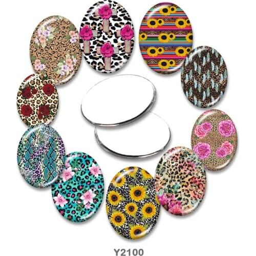 Flower Oval glass cabochon 13x18mm/18x25mm/30x40mm flat back Making findings TRY2100