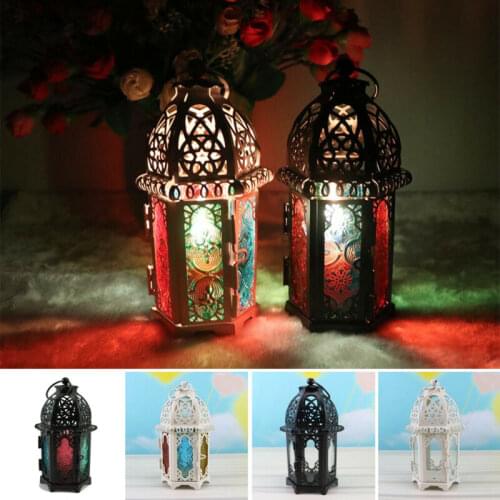 Candlestick Vintage Hanging Candle Holder Moroccan Glass Candle Lantern Wedding Home Decor Candle Accessories