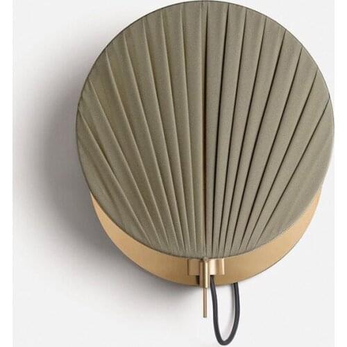 Post-modern Chinese antique fan wall lamp round home stay hotel Chinese wind decoration art decorative wall lamp