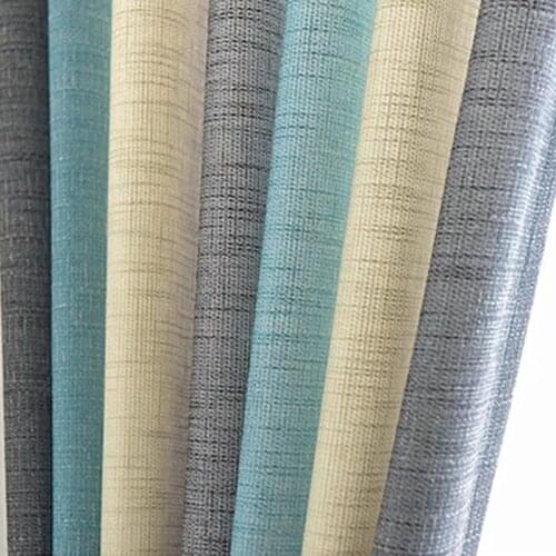 NET Red Color Stripe Mediterranean Style Cotton Hemp Shading Curtains for Living Dining Room Bedroom