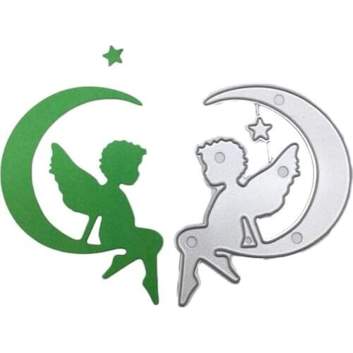 Star Angel On The Moon Cutting Dies Diy Scrapbooking Album Stamps Paper Card Embossing Metal Knife Mould Die Cut Stencil