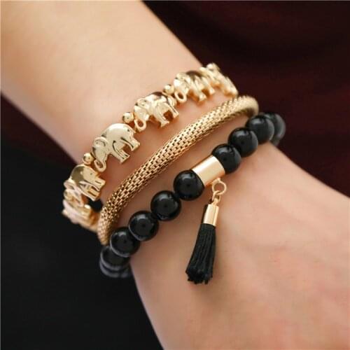 Elephant Charms Bracelets For Women Beaded Bracelets And Bangles Woman Jewelry For Girls Vintage Tassel Pulseras Christmas Gifts