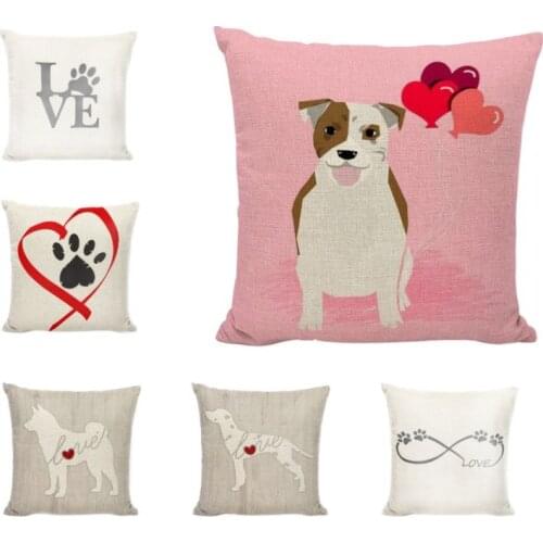 Dog Glasses Throw Pillow Covers Red Heart Animals Cushion Case Black Paw Love Pillowcase Cats Pets Home Decoration Accessories