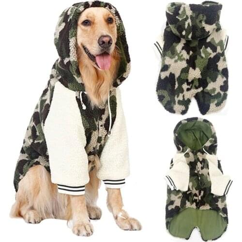 Large Dog Hoodie Fleece Pet Clothes Husky Labrador Walking Travel Overall Samoyed Coat Jacket for Spring Autumn Winter Seasons