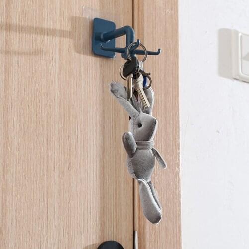 Multi-Purpose Door Hook Bathroom Punch-free 360 Degree Rotatable Four-claw Storage Hook Utensils Rack Kitchen Accessories Hooks