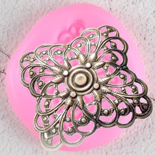 Vintage Buttons Lace Silicone Molds DIY Relief Cupcake Topper Fondant Cake Decorating Tools Candy Clay Chocolate Gumpaste Moulds