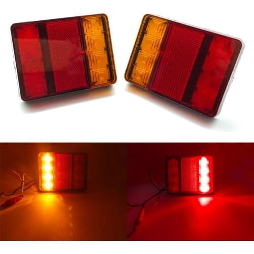 2pcs Waterproof Car Rear Tail Light 8 LED Warning Lights Reverse Indicator Rear Lamps For Trailer Caravans UTE Campers ATV Boats