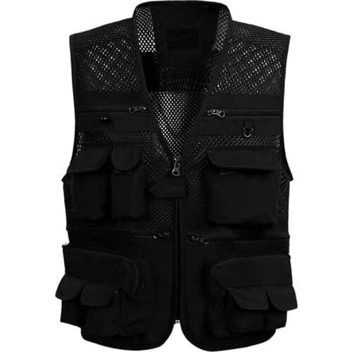 Tactical Vest Fishing Vests Quick Dry Breathable Many Pocket Mesh Coat Men Summer Photographer Waistcoat Sleeveless Jacket