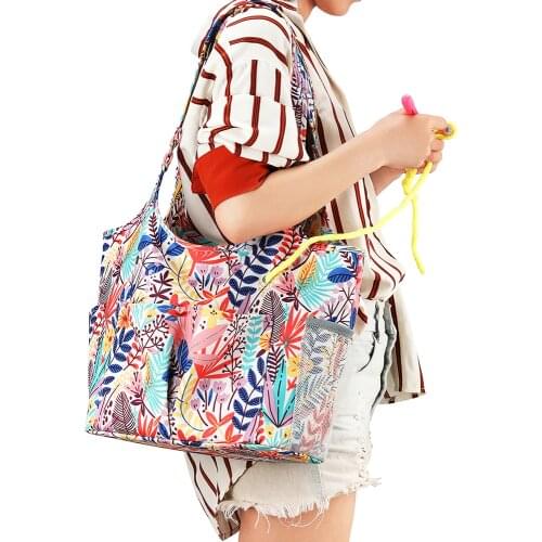 1 Piece Wool Storage Bag 600D Oxford Cloth Orange Leaf Portable Wool Bucket Bag Wool Knitting Tool Storage Bag