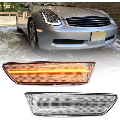 2pcs Amber Led Front Bumper Side Marker Lights Turn Signal Indicator Lamp For 2003-2007 Infiniti G35 Coupe Nissan Skyline V35