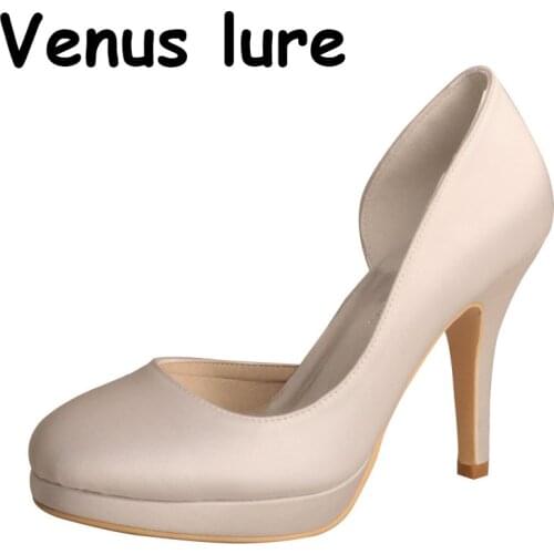 23 Colors Women?s Shoes Platform Round Toe High Heel Slip on Shoes Wedding