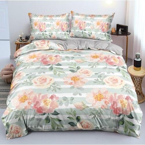 3D Design Flowers Bedding Set Duvet Cover Sets Bed Linens Quilt/Comforter Covers Pillowcases 265x230 Size Gray Home Texitle