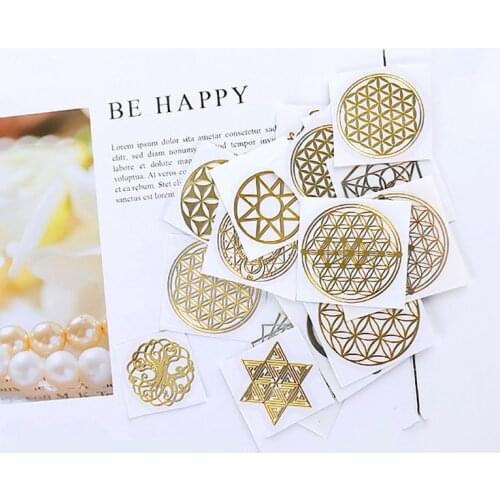 40Pcs Sacred Round Geometric Copper Orgonite Sticker Flower Life Tree DIY Energy Tower Pyramid Material Epoxy Resin Craft