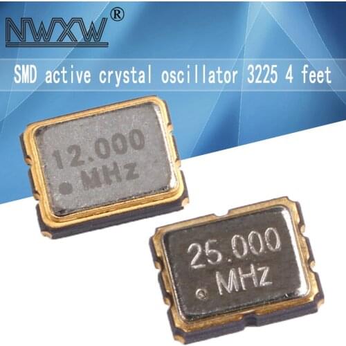5pcs SMD active crystal 3225 4-pin 10MHz/12MHz/25MHz/48MHz/50MHz resonator