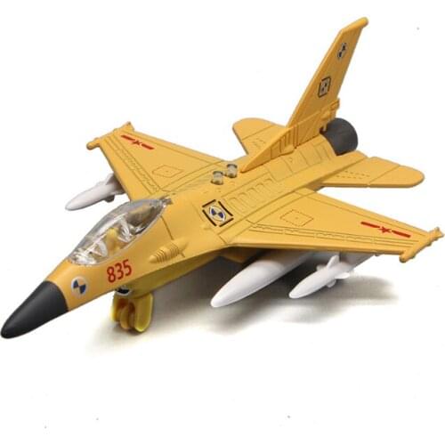 American F16 wasp alloy fighter model return lighting childrens birthday gift yellow model plane