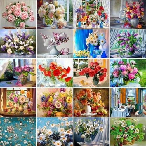 AZQSD DIY Frame Painting By Number For Adults FlowerHandpainted Modern Wall Picture By Numbers Handmade Room Decoration