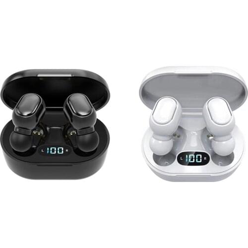 E7S Wireless BT5.0 Headphones In-ear Sports Earbuds with LED Display Screen HiFi Sound Quality Smart Touch Control White