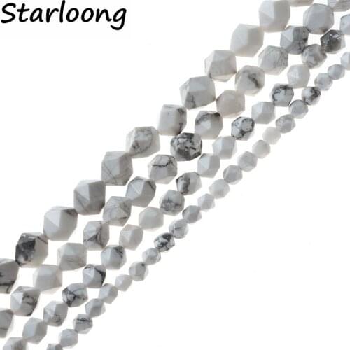 6mm 8mm 10mm 12mm AAA Grade Faceted White Howlite Turquoises Natural Stone Beads DIY Loose Strand Beads Jewelry Making Perles