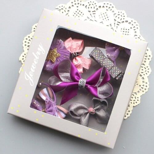 Baby jewelry girl purple children hair accessories cute all-inclusive hairpin hairline set gift box baby essential fashion gift