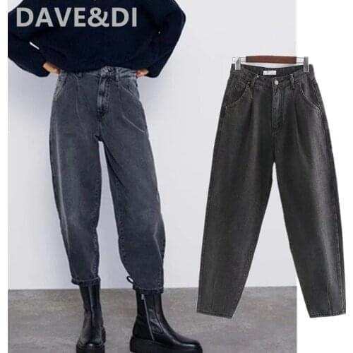 Jenny&Dave loose boyfriend jeans new spring high street vintage mom harem jeans woman high waist jeans pleated jeans for women