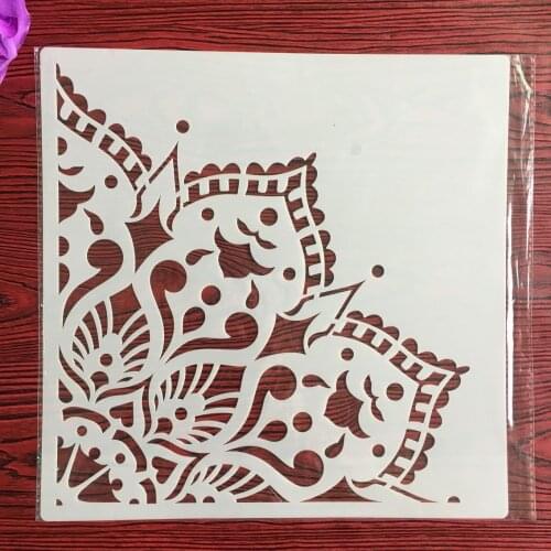 30 * 30cm diy craft 1/4 mandala compass mold for painting stencils stamped photo album embossed paper card on wood, fabric wall