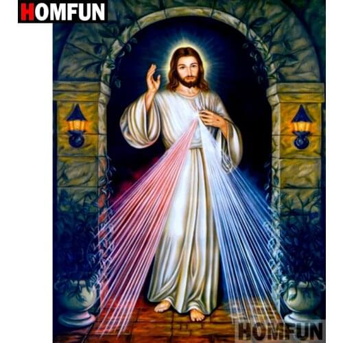 HOMFUN 5D DIY Diamond Painting Full Square/Round Drill "Religious Jesus" Embroidery Cross Stitch Mosaic Home Decor Gift A09411