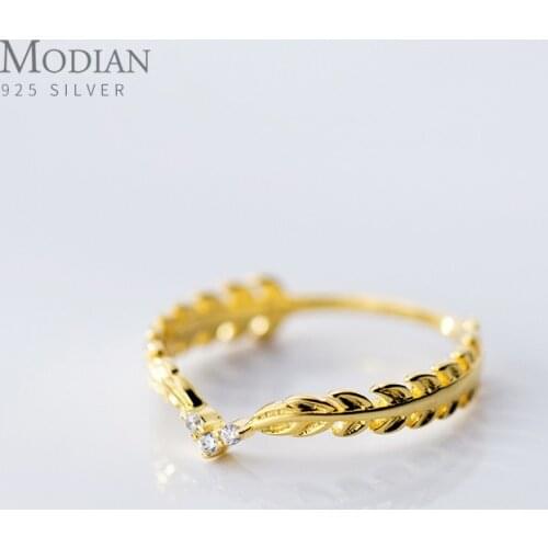 Modian Fashion Wedding Engament Ring for Women Sparkling Zircon Hearts Luxury Leaves 925 Sterling Silver Ring Fine Jewelry Gift