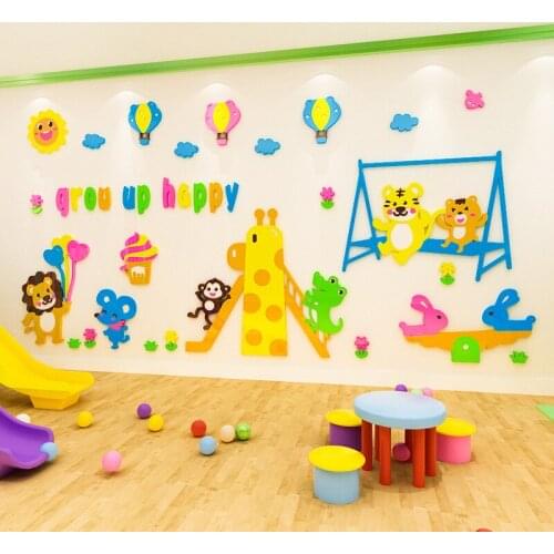 Creative INS amusement park DIY Childrens room bedroom home living room TV background wall decoration 3D acrylic wall sticker