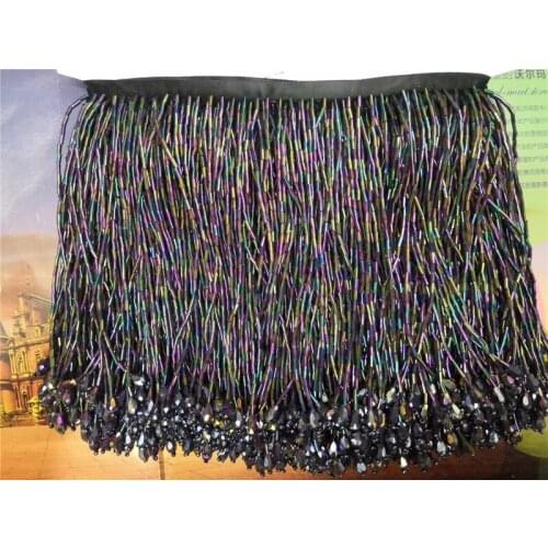 4 colors option hot sell beaded tassel fringe best quality beads tube YG-12 for dress decoration