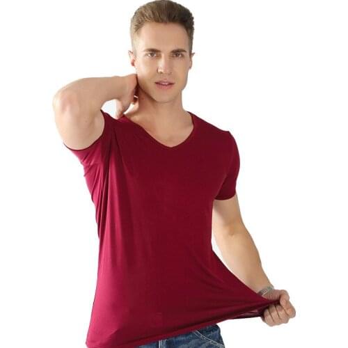MRMT 2021 Brand New Summer Mens T-shirt V-collar Narrow Side Plus Short-sleeved T-shirt for Male Pullove Tops T-shirt