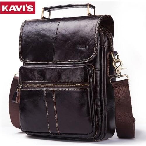 KAVIS Genuine Leather Crossbody Men Messenger Bag Male Small Man Flap Fashion Shoulder Bags Mens Travel New Handbags Hot Sale