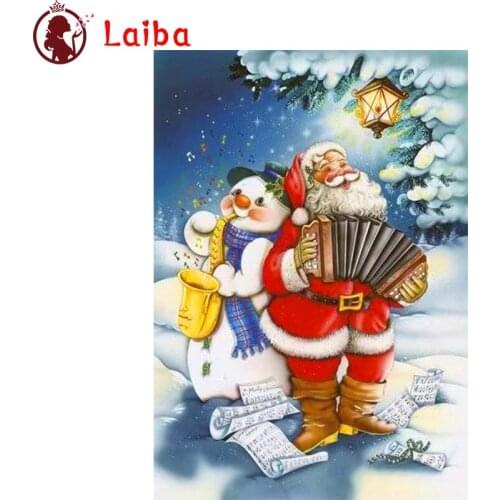 DIY Diamond Painting Santa Claus and Snowman are playing Diamond Mosaic Full Drill Square Embroidery Cross Stitch Handmade Hobby